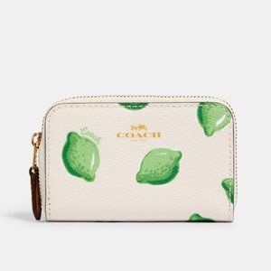 Zip Around Coin Case With Lime Print